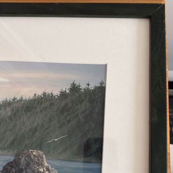 Signed Gerald A Robillard Nautical Seaside Print Rocky Beach with Seagulls - Picture 11 of 12